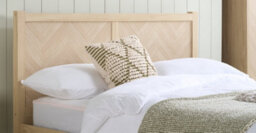 Save On Goods UK 4Ft6 Double Chevron Herringbone Oak Colour Finish Wood Wooden Bed Frame,bedstead - thumbnail 6