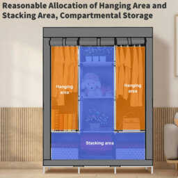 Portable Storage Cupboard For Bedroom 128X45X170Cm Fabric Closet - thumbnail 2