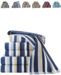 Natural Cotton 2 X Hand Towels Blue 6 Threads Combed Stripe Royal Victorian Flossy Stripe Salon - thumbnail 1