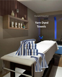 Natural Cotton 2 X Hand Towels Blue 6 Threads Combed Stripe Royal Victorian Flossy Stripe Salon - thumbnail 4