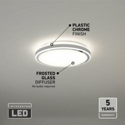 Xample Artika Altitude Led Flush Mount Ceiling Light - 2500 Lumens, 5 Colour Temperatures 2700K-5000K, Dimmable 35W Chrome Fixture - thumbnail 6
