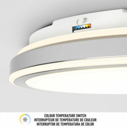 Xample Artika Altitude Led Flush Mount Ceiling Light - 2500 Lumens, 5 Colour Temperatures 2700K-5000K, Dimmable 35W Chrome Fixture - thumbnail 3