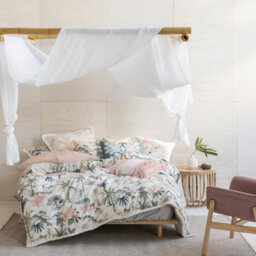 Linen House Luana Floral Fringed 100% Cotton Duvet Cover Set, Single, White