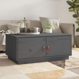 Berkfield Modern Coffee Table Grey 80X50X35 Cm Solid Wood Pine - thumbnail 2