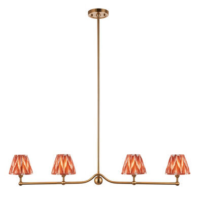 Loops Stylish Brushed Aged Brass Pendant Light With Apricot Orange Shades - image 1