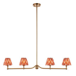 Loops Stylish Brushed Aged Brass Pendant Light With Apricot Orange Shades