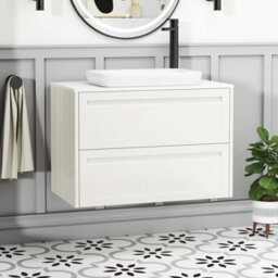 Royal Bathrooms Royal Bathroom Elmore 800mm Classic White Wall Mounted Bathroom Vanity Unit 2 Drawer Plain White Worktop With Qubix Basin - thumbnail 1