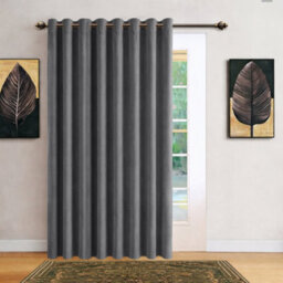 Bedlooms Charcoal Velvet Curtain Blackout Thermal Insulated Eyelet Door Curtain Single Panel 66 X 84 Inches With Tie Back