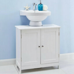 White Under Sink Bathroom Cabinet Storage Unit Freestanding Basin Cupboard For Home Or Office - thumbnail 5