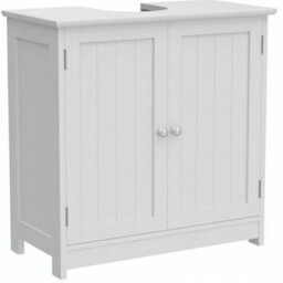 White Under Sink Bathroom Cabinet Storage Unit Freestanding Basin Cupboard For Home Or Office - thumbnail 3