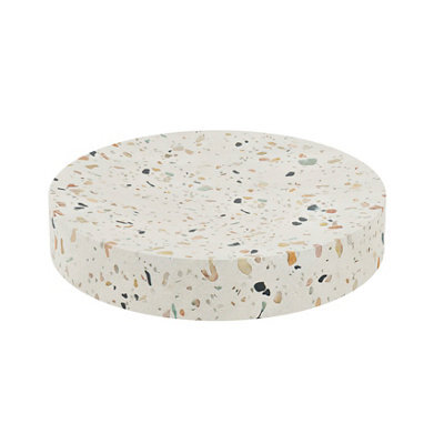 GoodHome Elland Matt Beige Terrazzo Effect Concrete & Polyresin Soap Dish - image 1