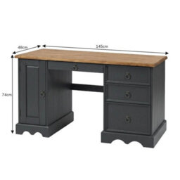 Computer Desk Charcoal Straight Office Solid Wooden Pine Dressing Table - thumbnail 2