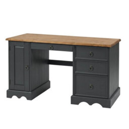 Computer Desk Charcoal Straight Office Solid Wooden Pine Dressing Table - thumbnail 4