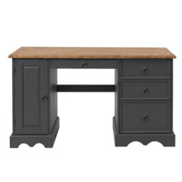 Computer Desk Charcoal Straight Office Solid Wooden Pine Dressing Table - thumbnail 1