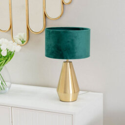 Valuelights Jax Gold Metal Touch Dimmer Table Lamp With Forest Green Velvet Shade - Led Bulb Included - thumbnail 4