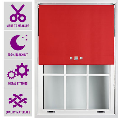 Triple Square Eyelet Blackout Roller Blind With Metal Fittings Free Alteration By Furnished - Red (W)60Cm X (L)210Cm - image 1