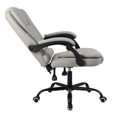 Faux Leather Desk Chair, Height Adjustable Office Chair Grey - image 1