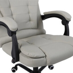 Faux Leather Desk Chair, Height Adjustable Office Chair Grey - thumbnail 6