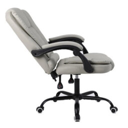 Faux Leather Desk Chair, Height Adjustable Office Chair Grey - thumbnail 1