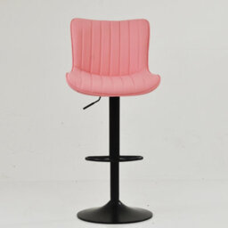 Lakeland Furniture Teeter Coral Pink Faux Leather Black Adjustable Base Bar Stool - thumbnail 3