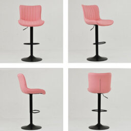 Lakeland Furniture Teeter Coral Pink Faux Leather Black Adjustable Base Bar Stool - thumbnail 2