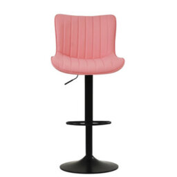 Lakeland Furniture Teeter Coral Pink Faux Leather Black Adjustable Base Bar Stool