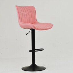 Lakeland Furniture Teeter Coral Pink Faux Leather Black Adjustable Base Bar Stool - thumbnail 4