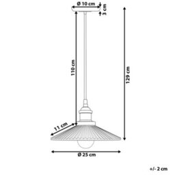Wyld And Coco Coppercraft Pendant Lamp - Wide Fluted Glass Shade With Copper Detailing, Adjustable Cord Height - thumbnail 5