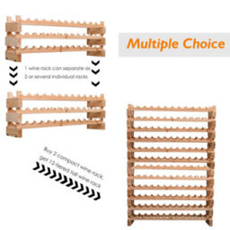 Homcom 72 Bottle Shelf Wine Rack Holder Standing Holds Storage Pine Wood Cellar - thumbnail 7