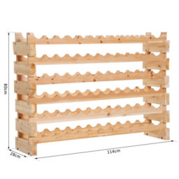 Homcom 72 Bottle Shelf Wine Rack Holder Standing Holds Storage Pine Wood Cellar - thumbnail 3