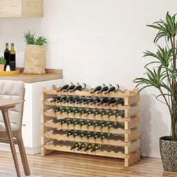 Homcom 72 Bottle Shelf Wine Rack Holder Standing Holds Storage Pine Wood Cellar - thumbnail 1