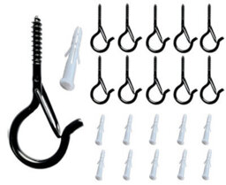 Screw Hooks Q-Hanger For Wind Chimes, Outdoor String Lights, Christmas Rope Lights Clips, Wall, Ceiling Eye Hook + Safety Buckle - thumbnail 1