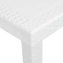 Berkfield Garden Table White 220X90X72 Cm Plastic Rattan Look - thumbnail 3