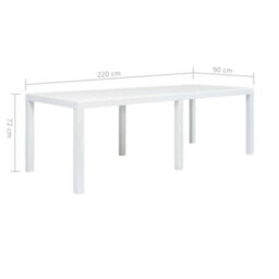 Berkfield Garden Table White 220X90X72 Cm Plastic Rattan Look - thumbnail 5