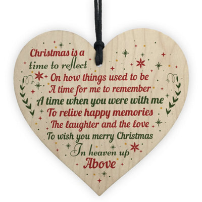 Red Ocean Handmade Memorial Christmas Decoration For Mum Dad Nan Grandad Hanging Wooden Heart Christmas Tree Bauble Keepsake - image 1