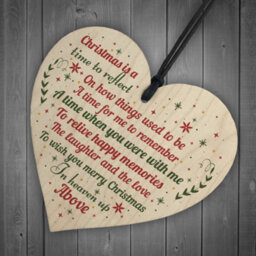 Red Ocean Handmade Memorial Christmas Decoration For Mum Dad Nan Grandad Hanging Wooden Heart Christmas Tree Bauble Keepsake - thumbnail 6