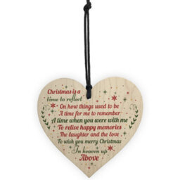 Red Ocean Handmade Memorial Christmas Decoration For Mum Dad Nan Grandad Hanging Wooden Heart Christmas Tree Bauble Keepsake - thumbnail 5