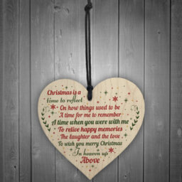 Red Ocean Handmade Memorial Christmas Decoration For Mum Dad Nan Grandad Hanging Wooden Heart Christmas Tree Bauble Keepsake - thumbnail 2