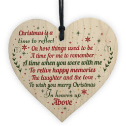 Red Ocean Handmade Memorial Christmas Decoration For Mum Dad Nan Grandad Hanging Wooden Heart Christmas Tree Bauble Keepsake