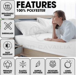 Gaveno Cavailia Microfiber Fitted Sheet Double White Luxurious Premium Quality Bedsheet - thumbnail 2
