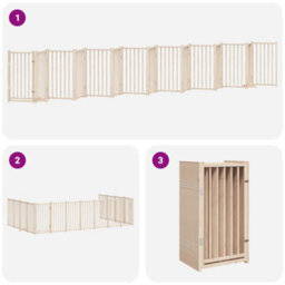 Walplus Wood Dog Gate With Door Foldable 15 Panels 750 Cm Poplar Wood - thumbnail 6