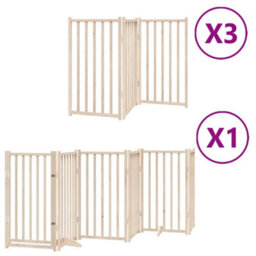 Walplus Wood Dog Gate With Door Foldable 15 Panels 750 Cm Poplar Wood - thumbnail 2