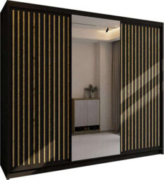 Sliding Wardrobes 4 u LTD Sliding Wardrobes 4U Ronal 2&3 Sliding Door Wardrobe With Mirror Panel Available In 4 Colors - (Black/oak W250Cm, H217Cm) - thumbnail 2