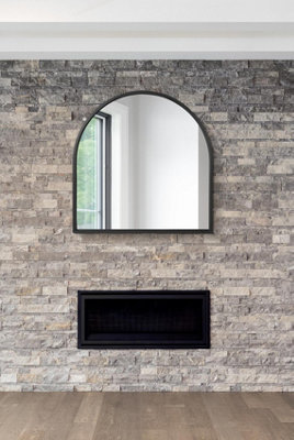 "Mirroroutlet Arcus - Black Framed Arched Wall Mirror 39"" X 39"" (100Cm X 100Cm)" - image 1
