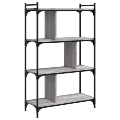 Berkfield Industrial Bookcase 4-Tier Grey Sonoma 76X32X123 Cm Engineered Wood