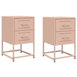 Berkfield Bedside Cabinets 2 Pcs Pink 36X39X60.5 Cm Steel - thumbnail 2