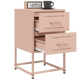 Berkfield Bedside Cabinets 2 Pcs Pink 36X39X60.5 Cm Steel - thumbnail 4