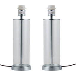 First Choice Lighting Set Of 2 Aura - Chrome With Glass Column Table Lamp Bases - thumbnail 1
