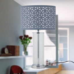 First Choice Lighting Set Of 2 Aura - Chrome With Glass Column Table Lamp Bases - thumbnail 6