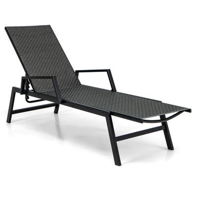 Gainoom Wicker Outdoor Chaise Lounge Adjustable Rattan Garden Lounge Chair - image 1
